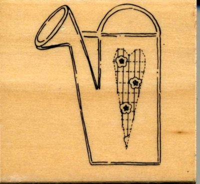 Wood Mounted Rubber Stamp - Watering Can